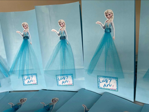 Bolsita Golosinera Personalizada Frozen Elsa Con Tul Xunidad