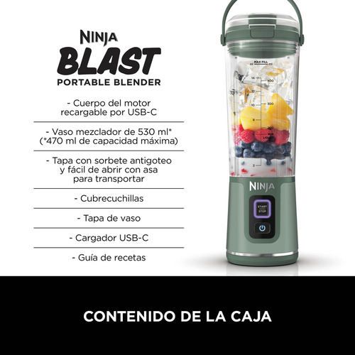 Ninja Blast Portable Blender Esmerald Green Bc151euem