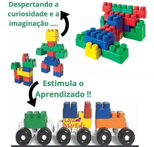 Brinquedo Educativo Blocos De Montar 500 Peças Pedagógicos Didático Infantil  - Colorido