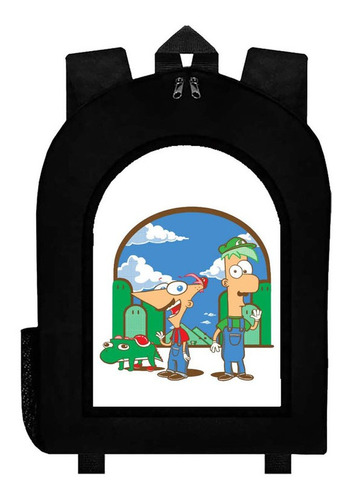 Mochila Negra Mario Bros Art#ar125