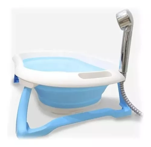 Bañera Bebe Plegable Mega Baby con Tapon y Patas Verde