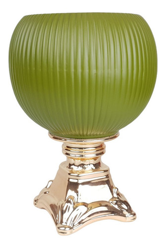 Vaso Verde Com Pé Dourado | 30 Larg X 25 Alt X 25 Prof