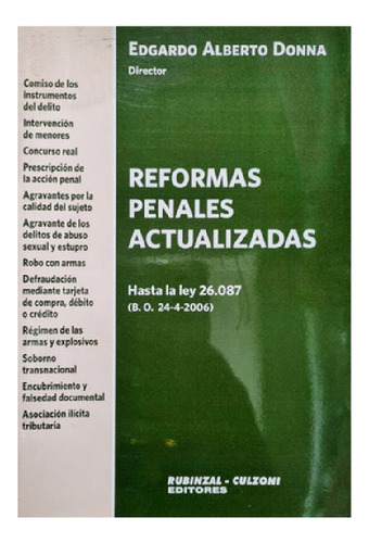 Libro - Reformas Penales Actualizadas Edgardo Alberto Donna