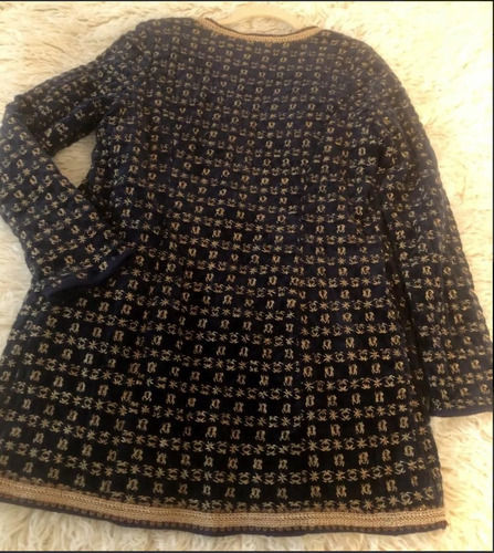 Saco Largo Rapsodia S Totalmente Bordado Azul India Velvet