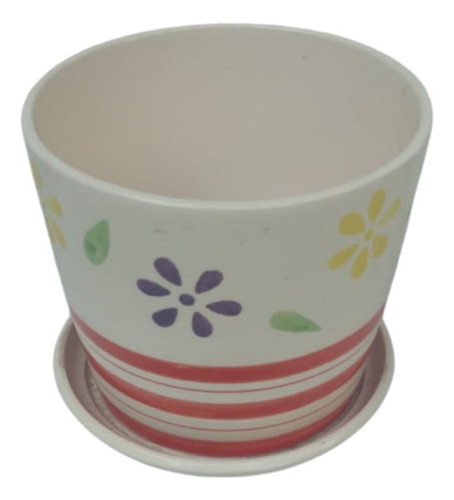 Maceta Cerámica Pintada Alto 14cm Diametro15cm