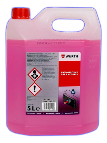 Liquido Agua De Radiador Anticorrosivo Wurth 5 Litros - Fc