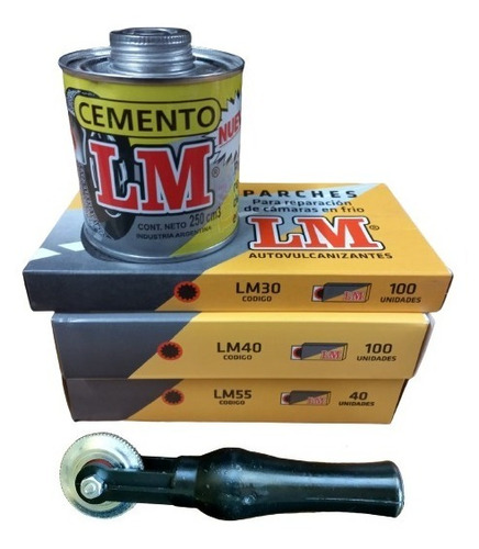Kit Cemento Solucion 240 Parches Camara Lm Gomeria + Rodillo