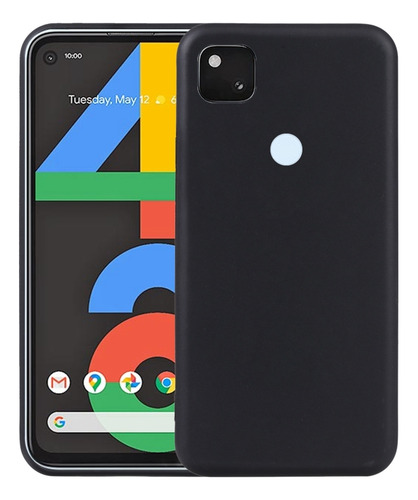 Capa De Telefone Tpu Preta Para Google Pixel 4a 4g