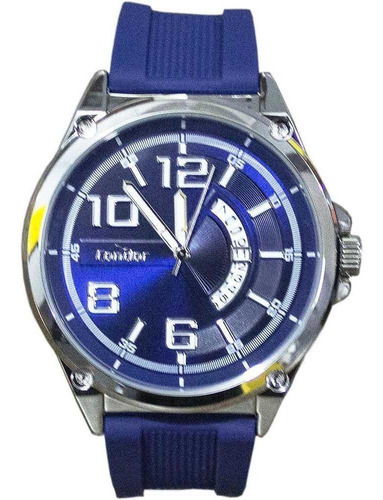 Relógio Masculino Condor Analogico Copc32ep/5k Prata/azul Cor da correia Azul Cor do bisel Prata Cor do fundo Azul