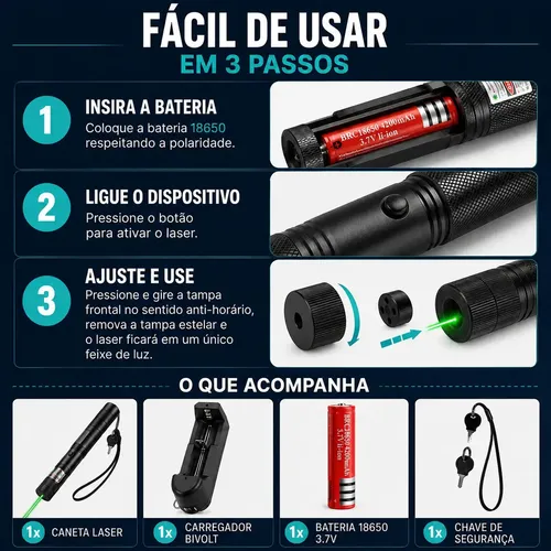 Caneta Laser Verde Ultra Forte 50000mw Recarregável Alcance 100km Prova Dagua Laser Pointer Profissional Longo Alcance Com Chave Segurança Para Astronomia Trilhas Apresentações E Uso Profissional: imagem 2