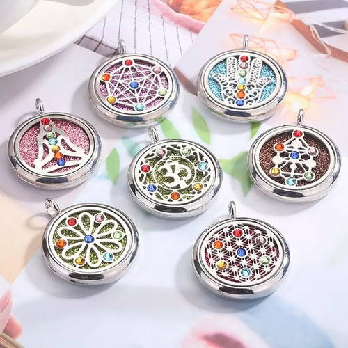 Imagen 3 de 5 de Collar Aromaterapia Mano Fatima Hamsa Equilibrio 7 Chakras