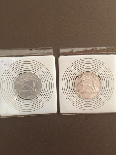 Lote Dos Monedas En Aluminio De 10 Liras Italianas 1955