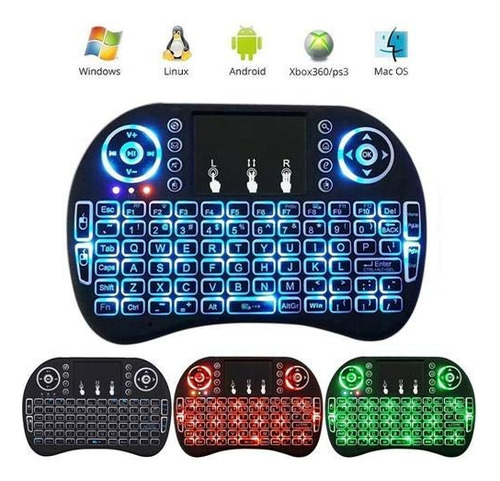 Mini Teclado Sem Fio Raxio I8 Com Mouse Touchpad Com Fundo L