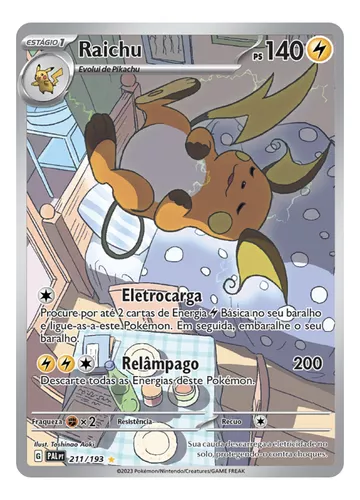 Carta Pokémon Pikachu ou Raichu Diversos Modelos Escolha Pronta