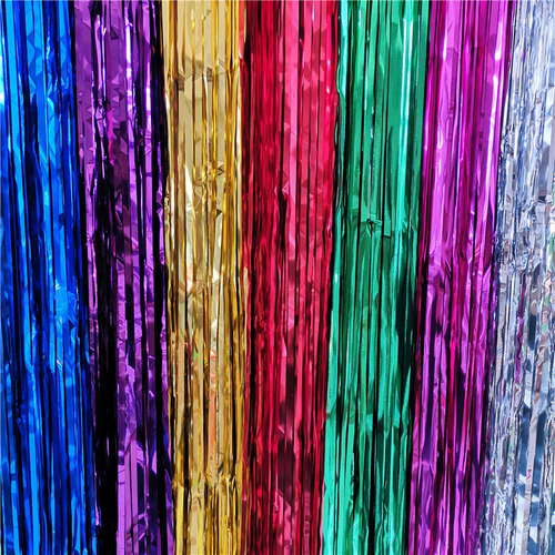 Cortina Metal Borla Colorida Decoración Carnaval 5 Colores