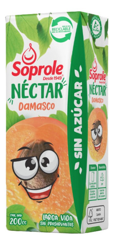 Caja Jugos Néctar Soprole Larga Vida Damasco 200 Ml 30 Un.