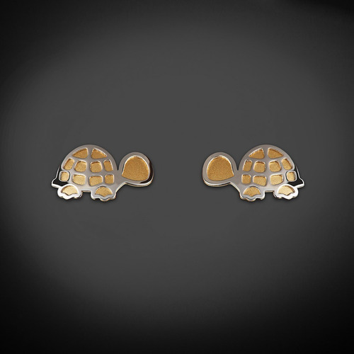 Aretes De Oro 14k Broquel Tortugas
