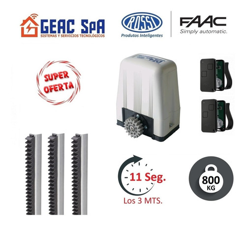 Imagen 1 de 5 de Kit Motor Para Portón Eléctrico Rossi- Faac Dz4 800 Kg.