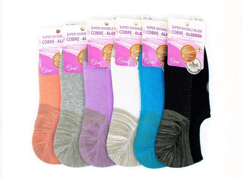 Pack 12 Calcetines De Mujer Invisible Cobre + Algodón