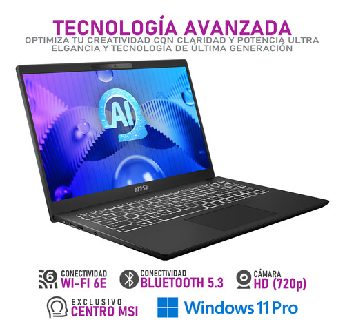 Laptop Msi Modern 15 H Ai Core Ultra 5 16gb 512gb + Mouse