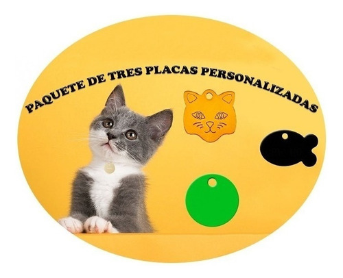 Paquete 3 Placas Gato Personalizadas Grabado Laser Mascotas