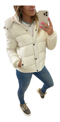 Campera Puffer Corderito Marron Negra Crema The Big Shop