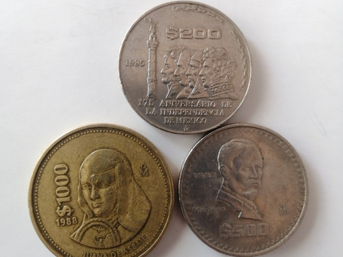 Set Monedas 1000 ,500 Y 200 P/s De Mexico