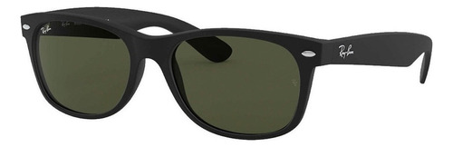 Anteojos de sol Ray-Ban New Wayfarer Classic Mediano con marco de nailon color polished black, lente green de cristal clásica, varilla polished black de nailon - RB2132