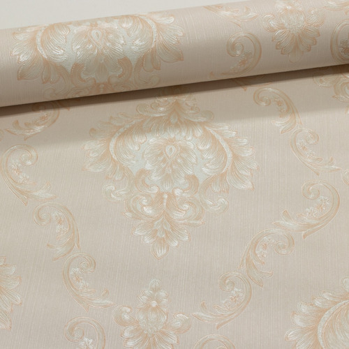 Papel De Parede Damask Arabesco Rose C/ Off White Top