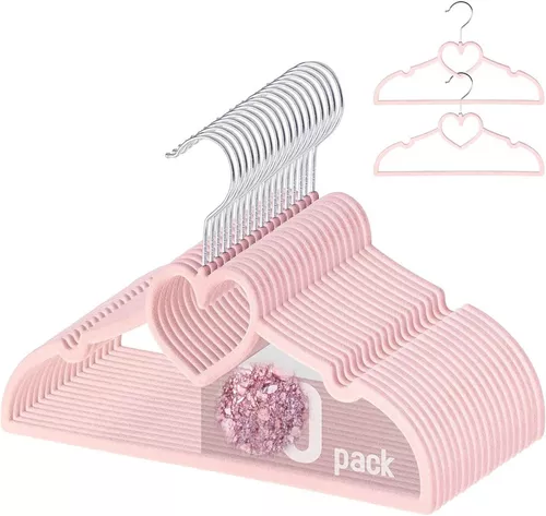 VIS'V - Perchas de terciopelo rosa de 11 pulgadas para niños, con 6  divisores de tamaño de ropa, antideslizantes, para cuarto de bebé, niñas y  niños