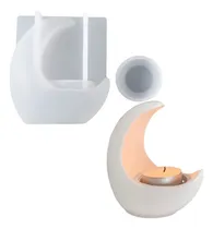 Comprar Molde Silicona Porta Velas Luna Para Resina Cemento Yeso Color Transparente