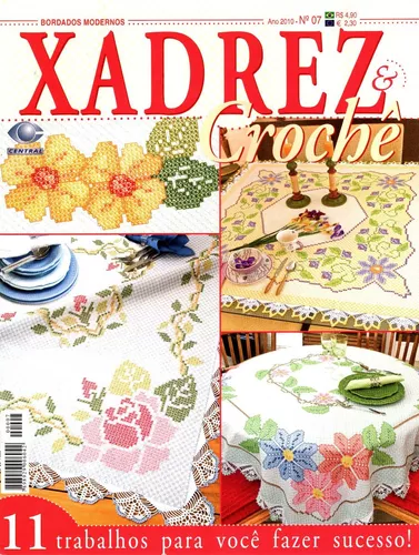 Kit 5 Revistas Bordado Tecido Ponto Xadrez & Crochê