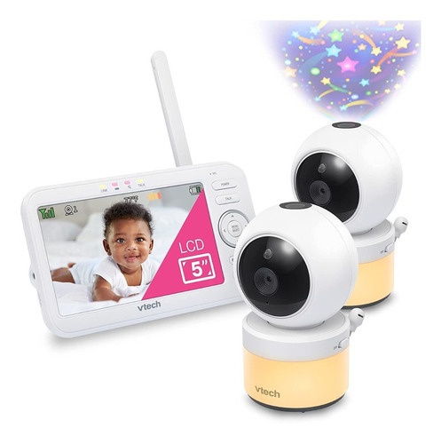 Monitor de vídeo para bebés Vtech Vm5463-2 de 5 pulgadas con movimiento panorámico y zoom