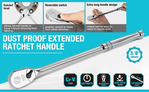 Duratech Trinquete De Mango Extra Largo, Llave De Trinquete