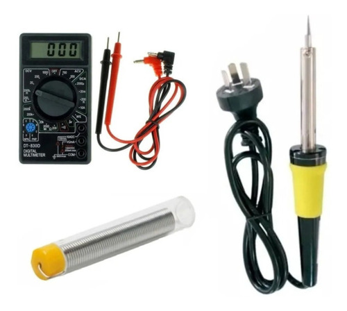 Kit Herramientas Electrónica Soldador Tester Dt830d Estaño