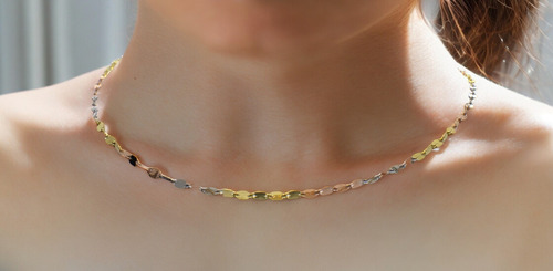 Cadena De Oro Italiano 14k, Grano De Café, 40 Cm,calibre 1mm Color Dorado Oscuro
