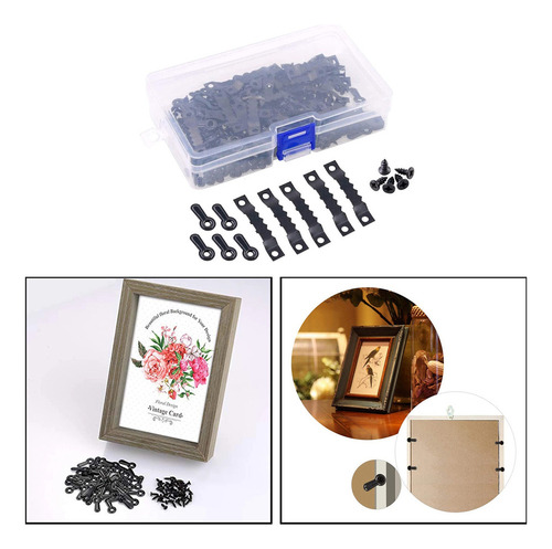 400pcs / Set Kit De Colgadores De Cuadros Negros De Metal