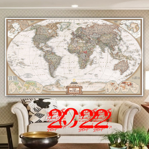 Mapa Do Mundo Hd Mundi Decoração 65x100cm Para Sala De Estar