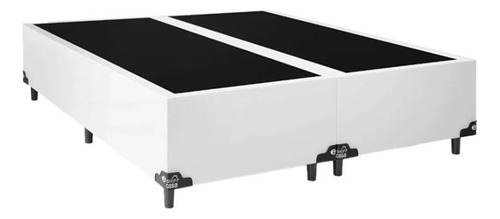 Cama Box Casal Bipartido - Couro Branco