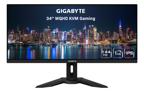 Gigabyte M34wq Monitor Para Juegos Kvm Ultraancho De 34 Pul.