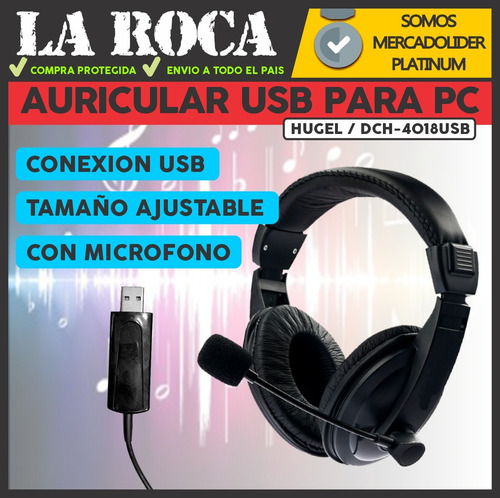 Auricular Usb Con Microfono Pc Gamer Skype Zoom Envios