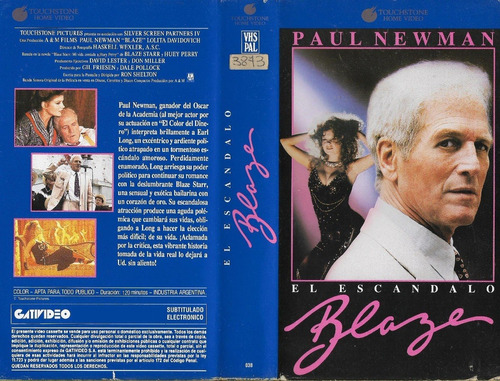 El Escandalo Blaze Vhs Paul Newmann Lolita Davidovich 1989