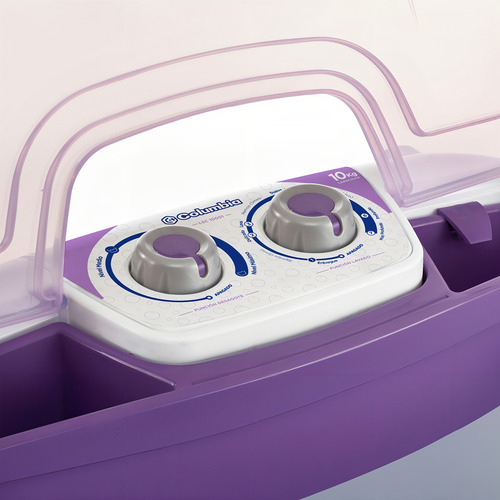 Lavarropa Semi Automatico Columbia Lsc10001 10k 7p Con Bomba Color Blanco/Violeta