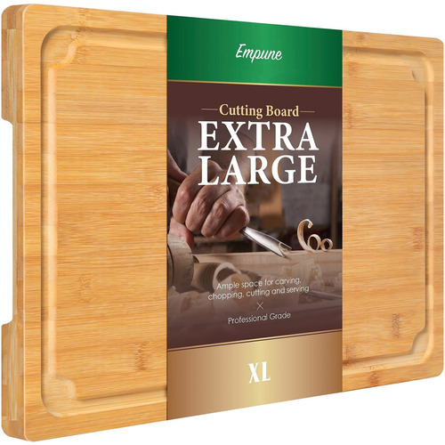 Tabla Cortar Extra Grande Bambu 17.6 in Para Cocina Jugo