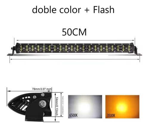 Barra Led Neblinero 50cm 8d Lupa Dual Flash 1pcs