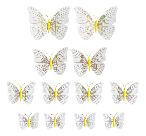 Adhesivo De Pared Con Forma De Mariposa 3d, 12 Unidades