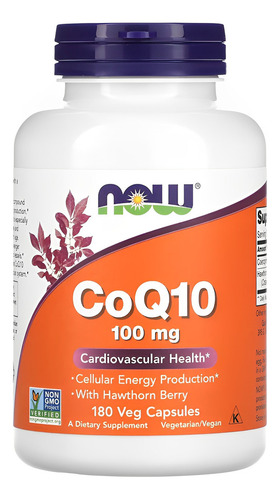 Coenzima Coq10 100mg 180 Cápsulas Now Foods Sabor Sem Sabor