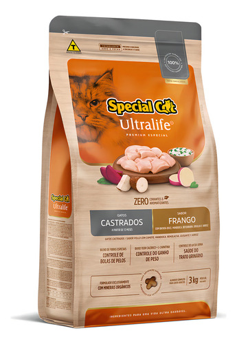 Ração Special Cat Ultralife Frango 3kg Adulto Seca