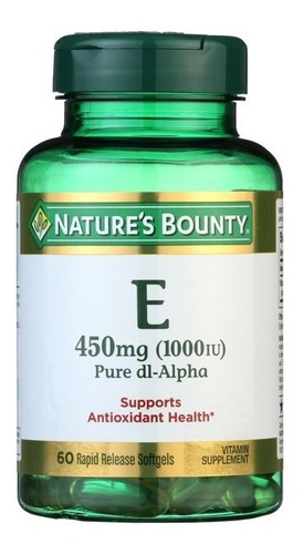 Imagen 2 de 7 de Natures Bounty Vitamina E 450 Mg (1000 Iu) 60 Softgels