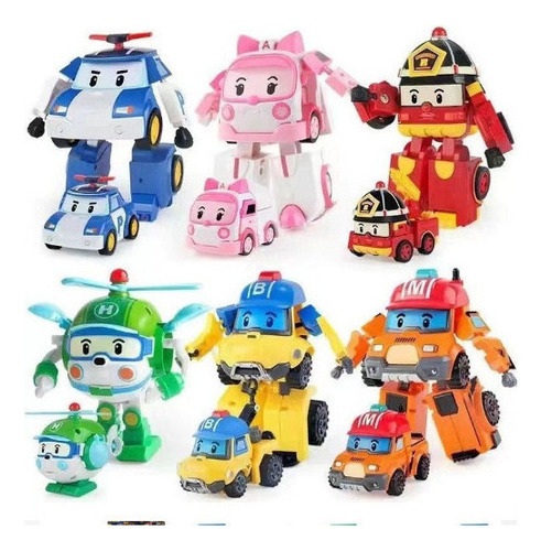 6 En 1 Robocar Poli Transformation Robot Coche Juguetes